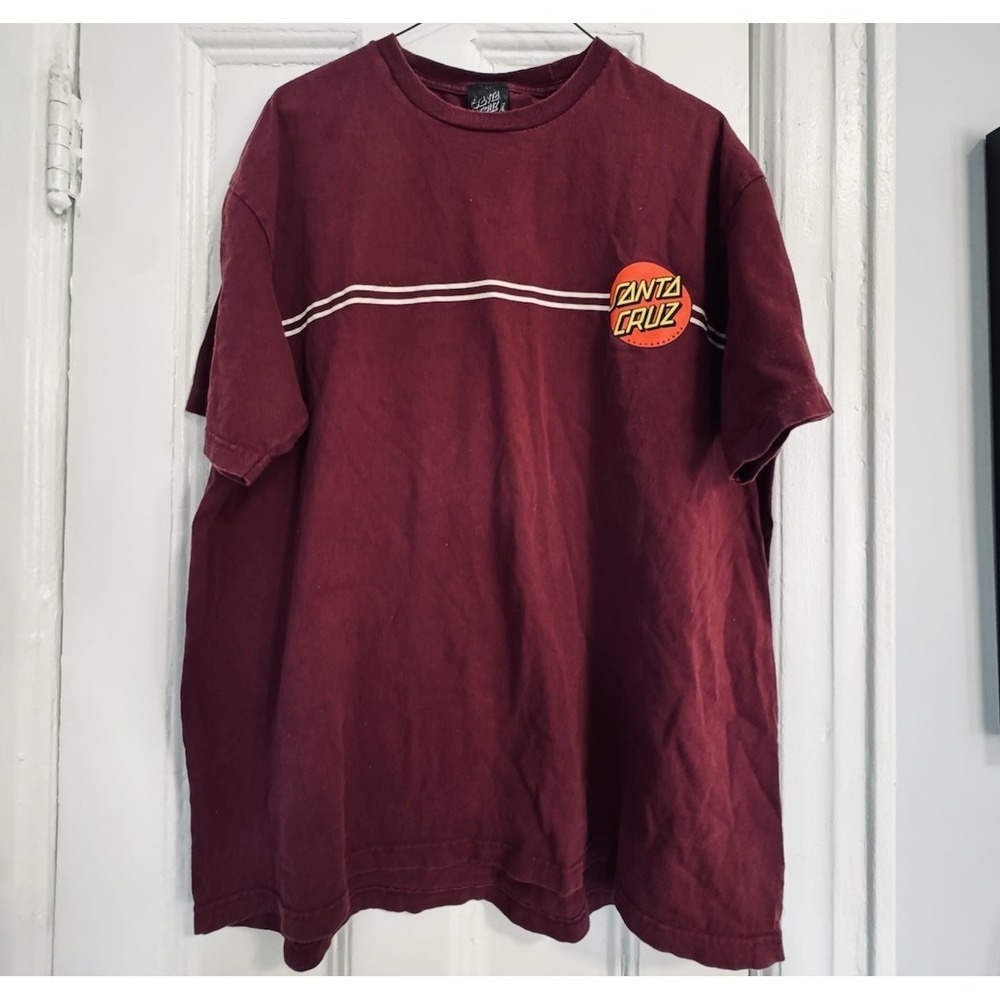 Santa Cruz Skateboards Burgundy T-Shirt Size XL Dot Logo Short Sleeve Tee